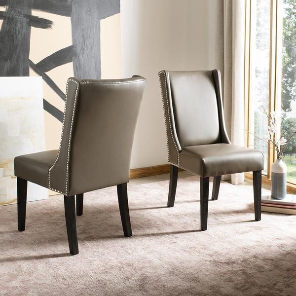 Bonica19 quotSide Chair  Set of 2  Silver Nail Heads  Clay/Espresso   Transitional   Dining Chairs   by Rustic Home Furniture Deco  Houzz