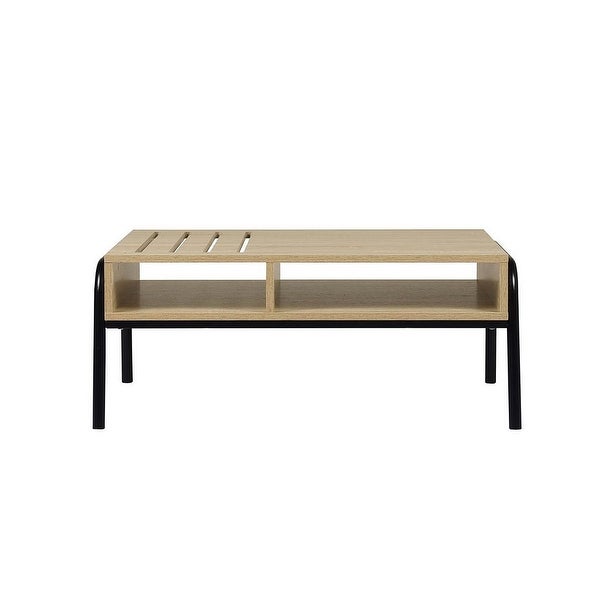 Metal Frame Coffee Table with Large Shelve Space