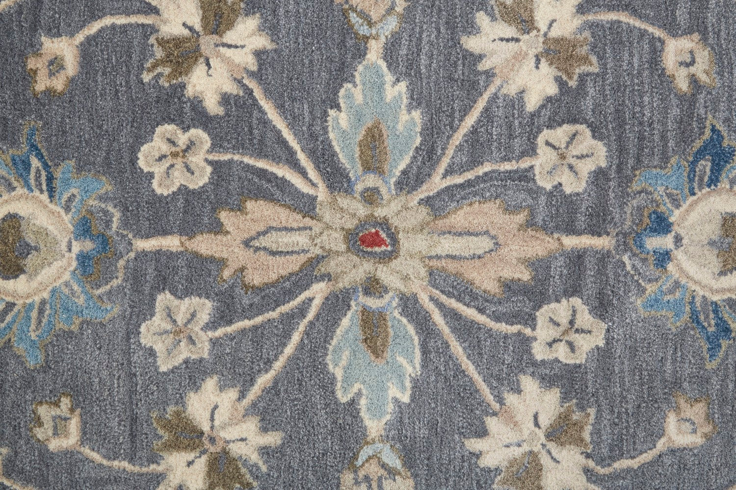 Mattias Hand Tufted Ornamental Blue/Red/Ivory Rug