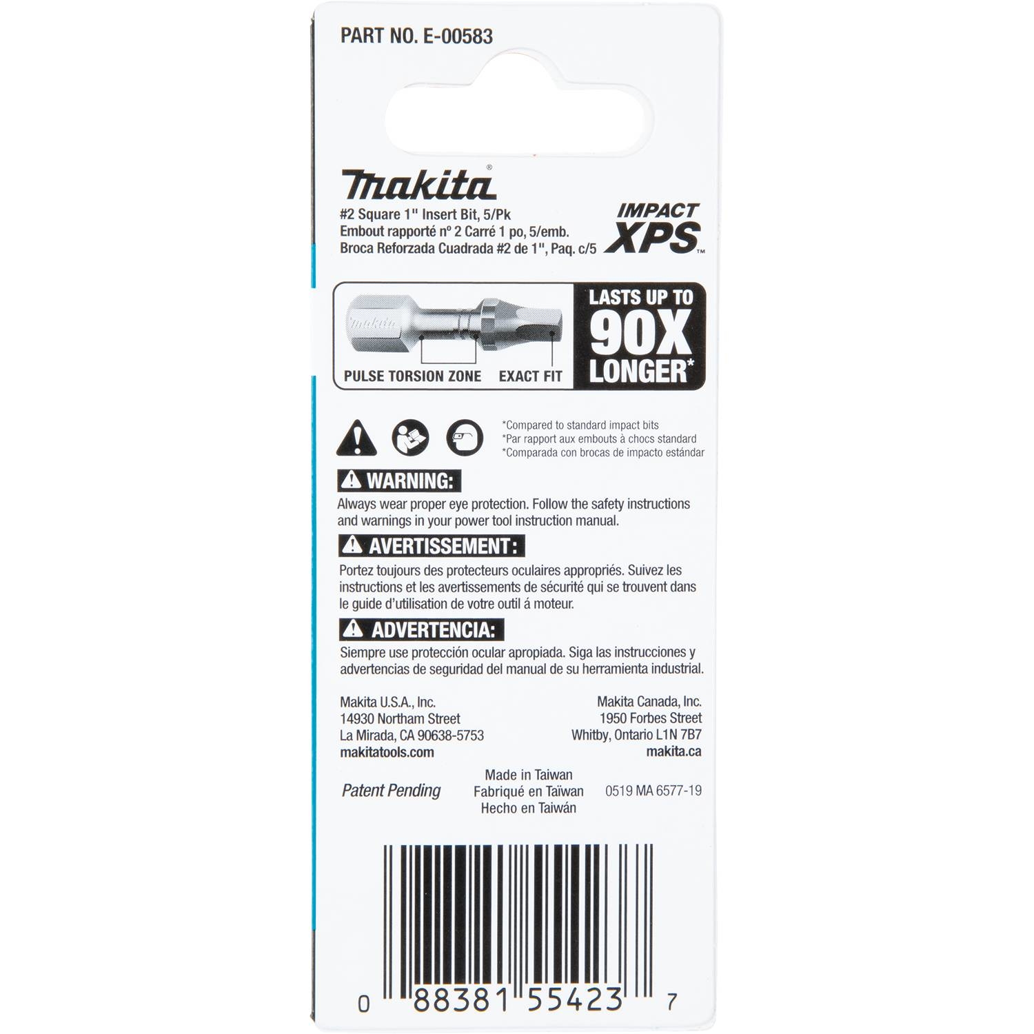 Makita Impact XPS Square #2 X 1 in. L Insert Bit Steel 5 pk