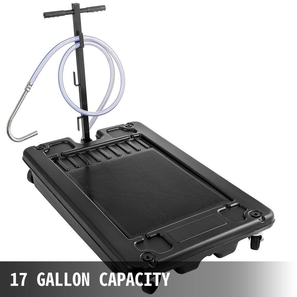 VEVOR Oil Drain Pan 17 Gal. Low Profile Oil Change Pan with Electric Pump and 10 ft. Hose for Car SUV Trailer Draining Oil QCPYP17GDDYLBYC01V1