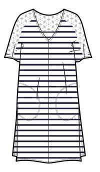 Olive Oversized Recycled Cotton T-Shirt Dress - Navy Stripe