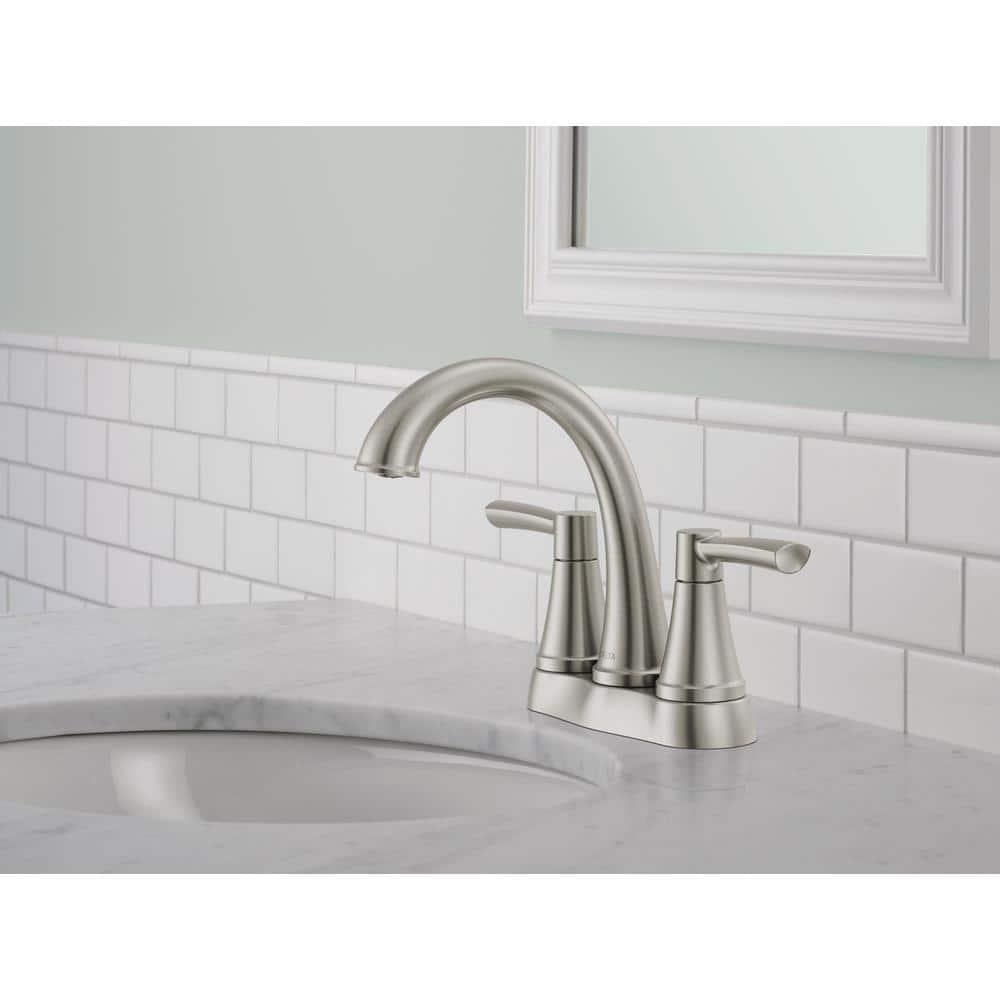 Delta Casara 4 in Centerset Double Handle Bathroom Faucet in Spotshield Brushed Nickel