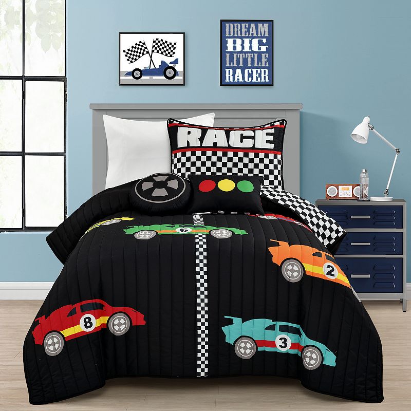 Lush Decor Racing Cars Quilt Set with Shams