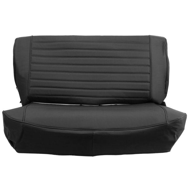 Kojem Black Faux Leather Seat Covers Compatible with 1976-1986 Jeep CJ7 CJ8 and Early YJ up to 1990 Front High-Back Bucket Seats and Rear Bench Seat