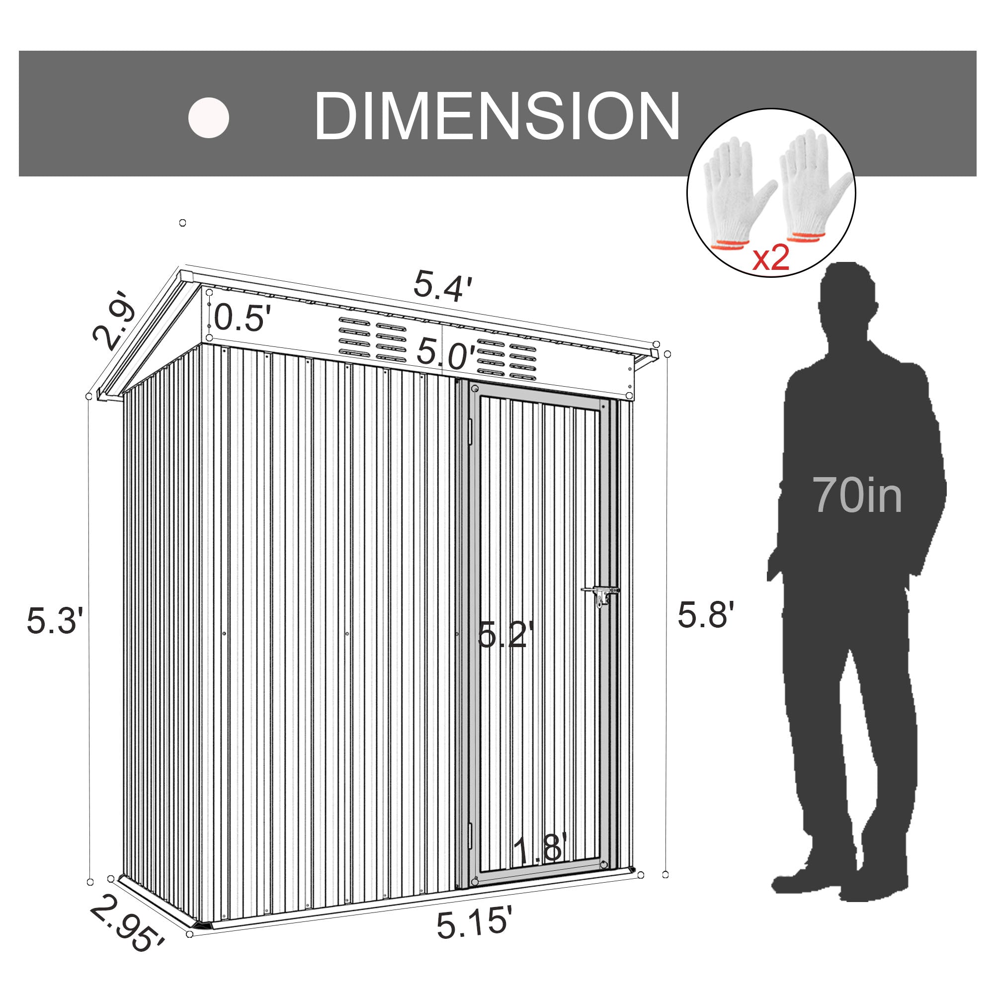 5*3 Outdoor Storage Shed Kit - Great for Patio Furniture, Garden Tools, Bike Accessories, Beach Chairs and Push Lawn Mowers in Taupe and Tan