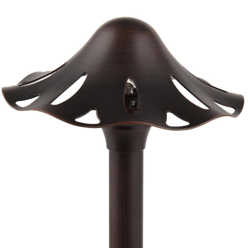 Hampton Bay Solar Oil Rubbed Bronze Outdoor Integrated LED Mushroom Landscape Path Light with Remote Solar Panel (2-Pack) 29152