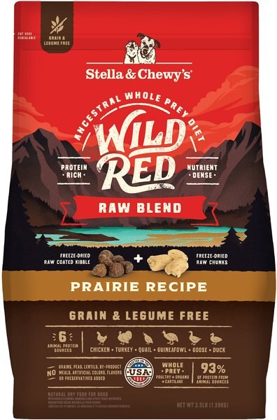 Stella and Chewy's Wild Red Raw Blend Kibble Grain-Free Prairie Recipe Dry Dog Food