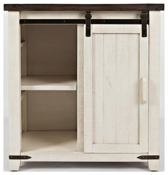 Madison County 32 Barn Door Accent Cabinet   Vintage White   Farmhouse   Accent Chests And Cabinets   by BisonOffice  Houzz