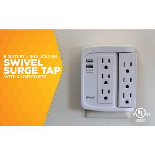 Woods 6-Outlet Surge Tap with Phone Cradle 41424