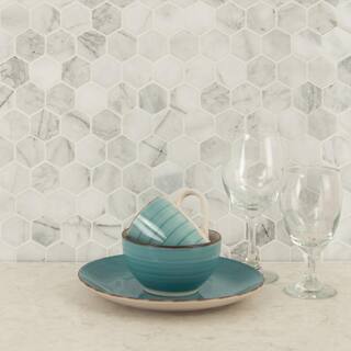 MSI Calacatta Cressa Hexagon 12.38 in. x 12.38 in. Honed Marble Look Floor and Wall Tile (9.8 sq. ft.Case) CALCRE-2HEXH