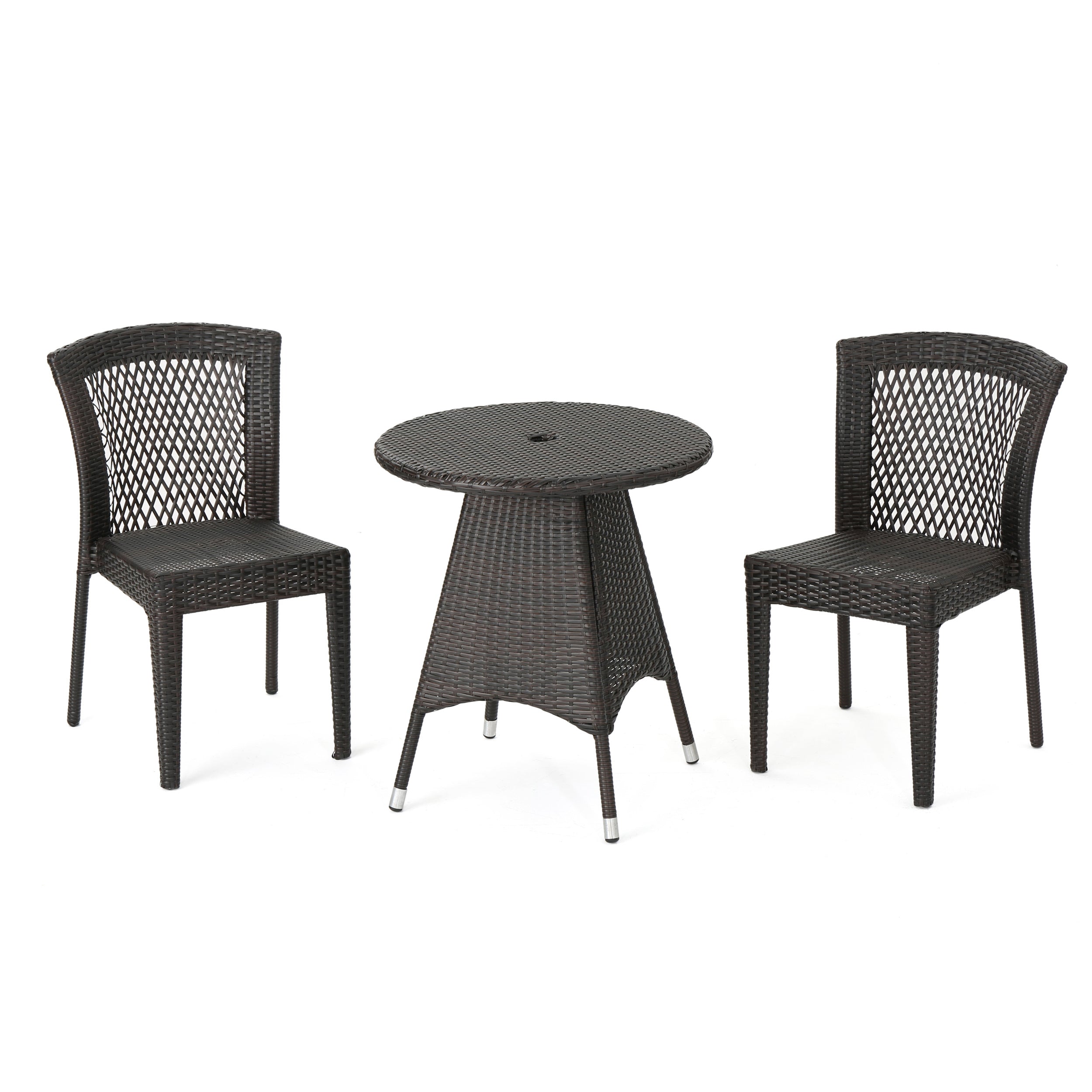 Perry Outdoor 3pc Multibrown Wicker Bistro Set