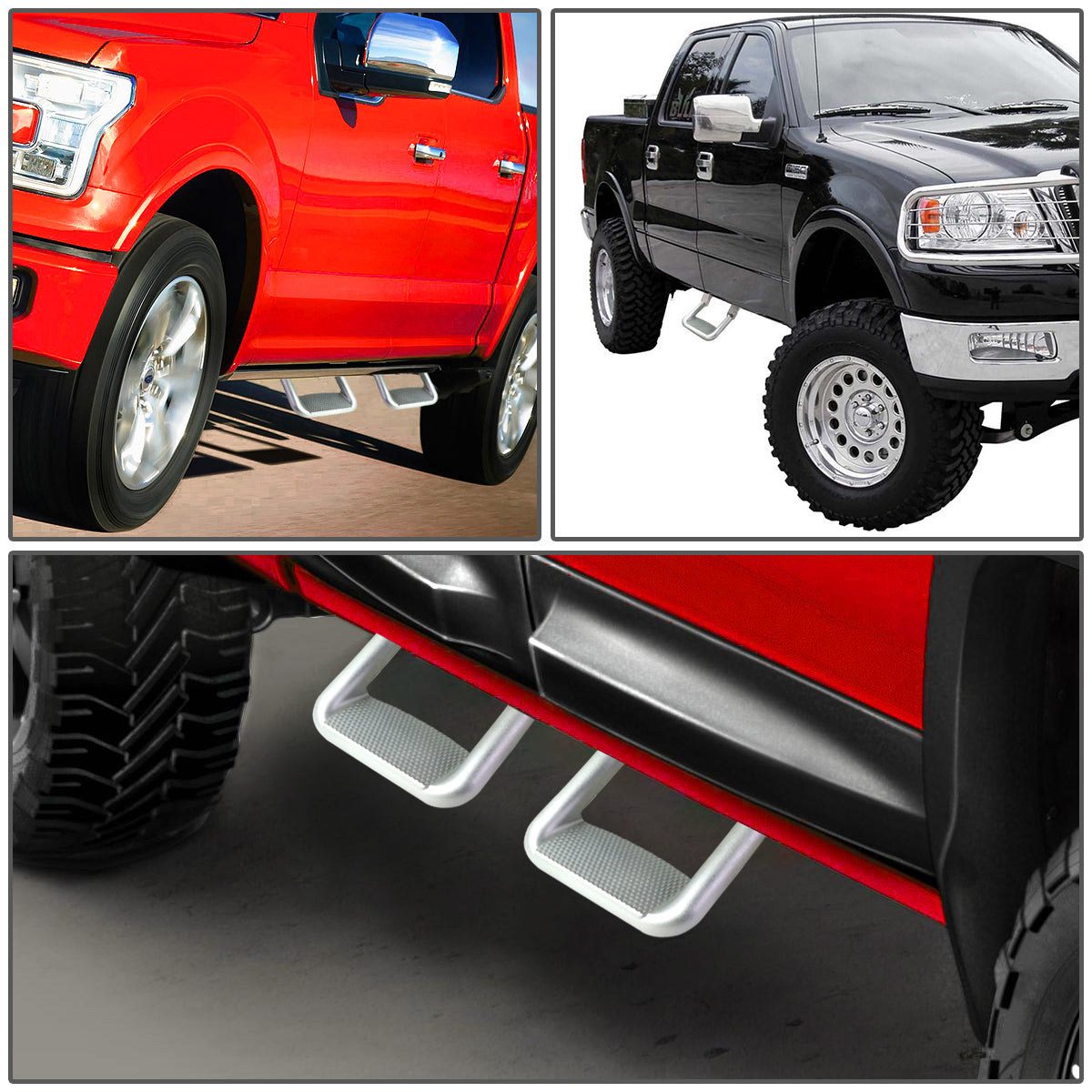 DNA Motoring SSTEP-SS Pair of Aluminum Side Assist Step for Pickups and Trucks (Chrome)