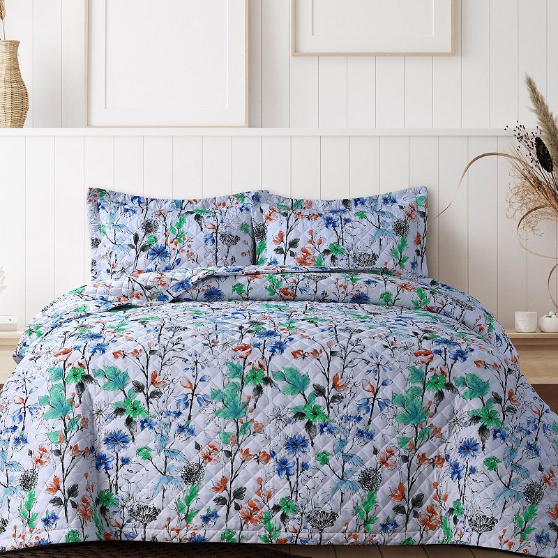 Azores Home Jolie Printed Oversized Quilt Set with Shams