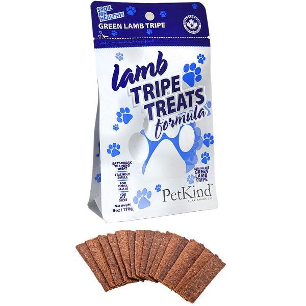 PetKind Grain-Free Green Lamb Tripe Formula Dog and Cat Treats， 6-oz， ba