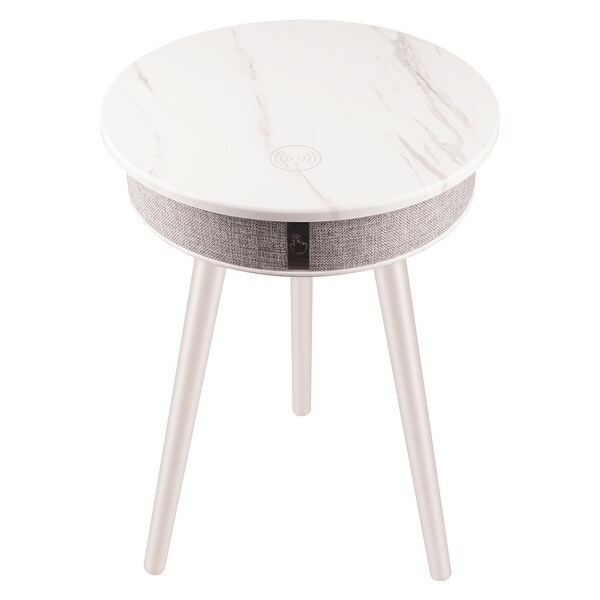 Bluetooth Speaker Marble Accent End Table (Wireless Charging)