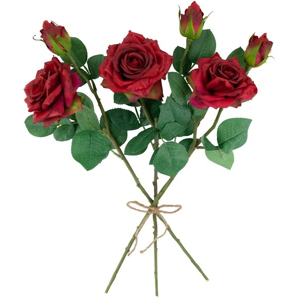 real touch™ red artificial rose stems set of 6 19