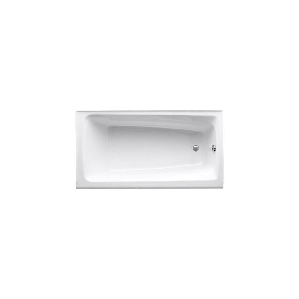 KOHLER Mendota 60 in. x 32 in. Soaking Bathtub with Right-Hand Drain in White K-506-0