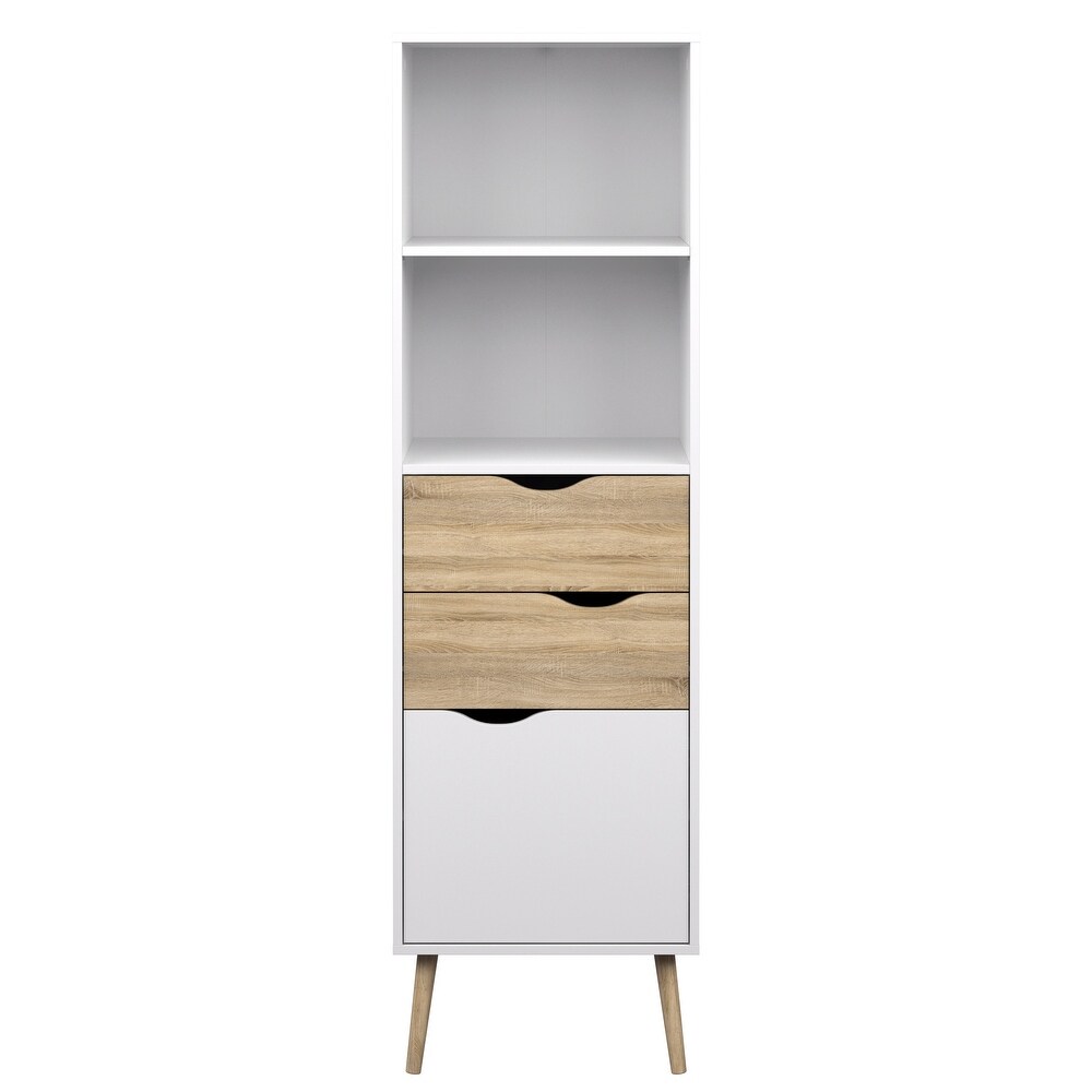 Carson Carrington Kristiansund White Oak 2 drawer 1 door Bookcase