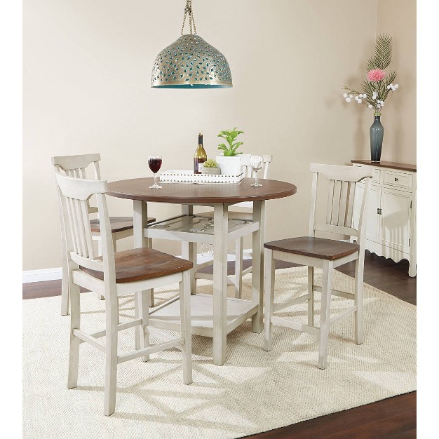 5pc Berkley Counter Height Dining Set Antique White Osp Home Furnishings