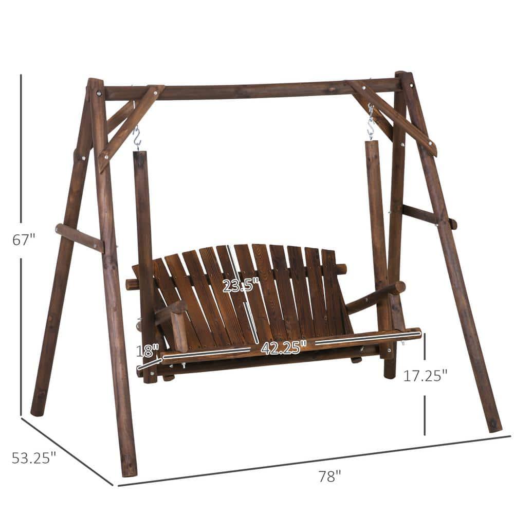 Outsunny 78 in 2Person Wood Patio Swing