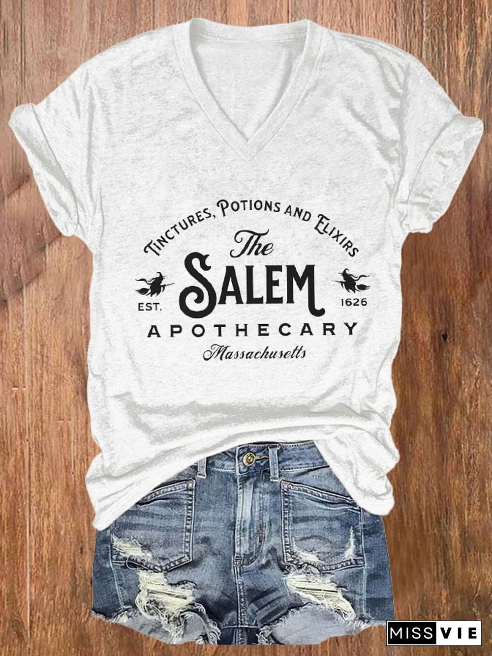 Women'S Halloween Salem Massachusetts Print T-Shirt