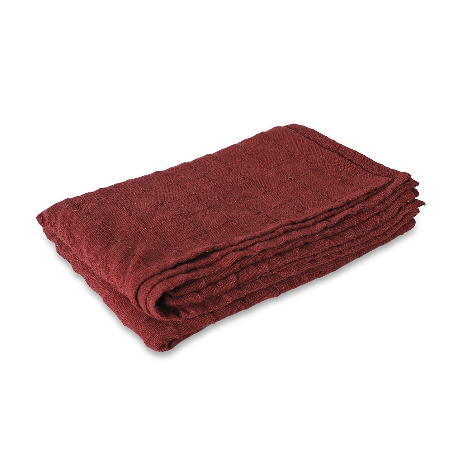 Shop LC Burgundy Checker Pattern Woven Throw Blanket Super Soft Luxury Bedroom Cotton 68x90