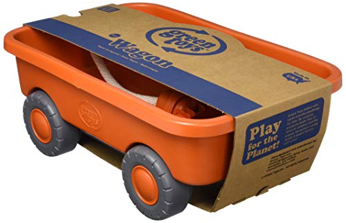 Green Toys Wagon, Orange CB - Pretend Play, Motor Skills, Kids Outdoor Toy Vehicle. No BPA, phthalates, PVC. Dishwasher Safe, Recycled Plastic, Made in USA.