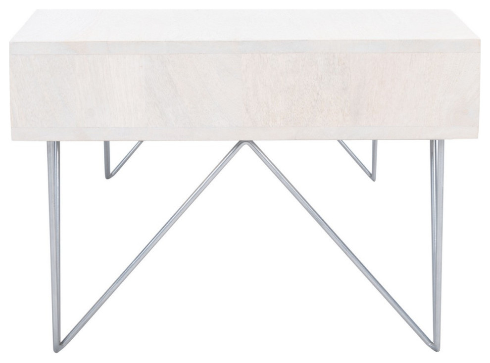 Thor Coffee Table Whitewash/ Silver   Midcentury   Coffee Tables   by AED Luxury Home Decor  Houzz