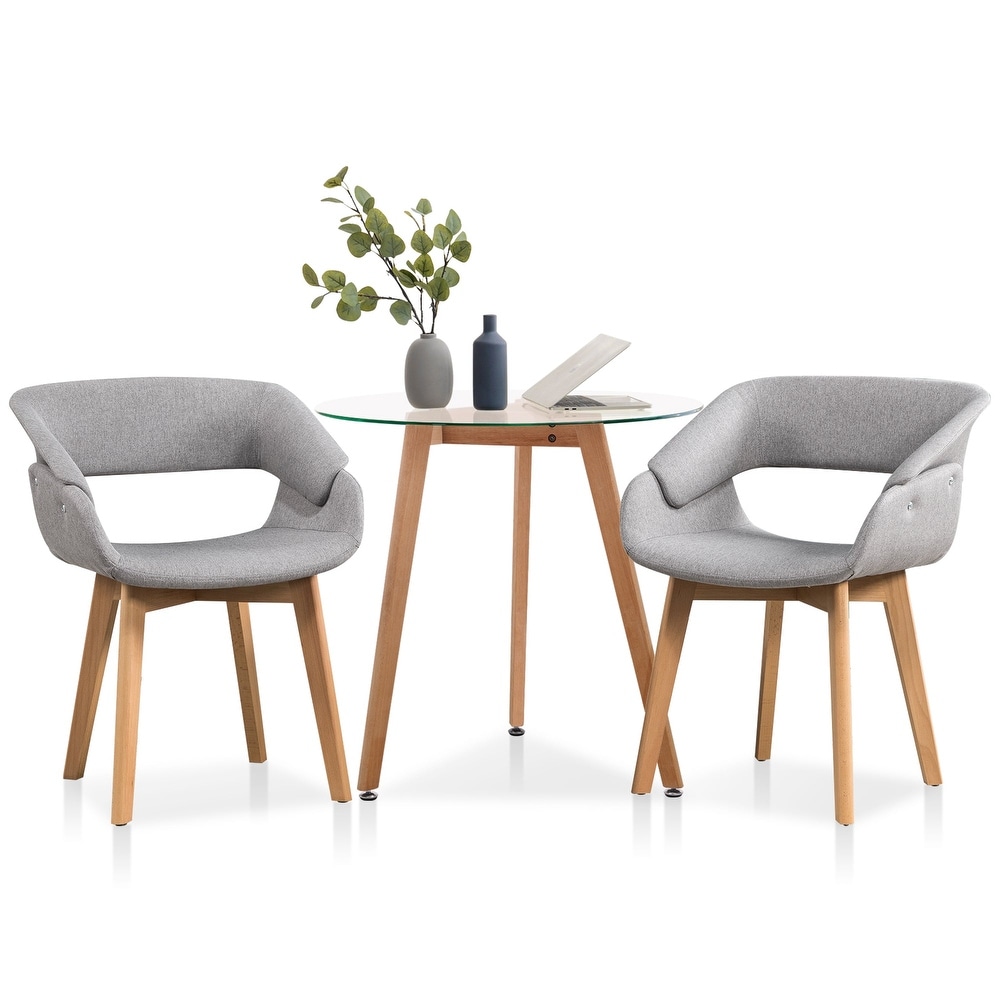 Ivinta Dining Table Set for 2/4  Small Round Glass Dining Table with 2 Chairs for Breakfast Nook