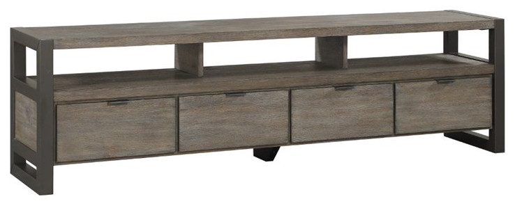 Pemberly Row Modern Wood TV Stand for TVs up to 76 quotin Gunmetal Gray/Oak   Industrial   Entertainment Centers And Tv Stands   by Homesquare  Houzz