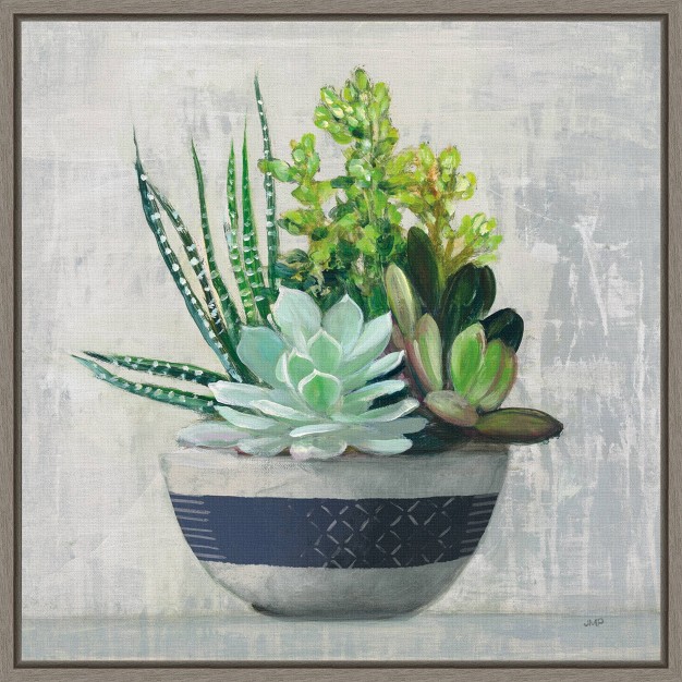 X 16 quot Succulent Still Life Ii Navy By Julia Purinton Botanical Lithograph Gray Float Frame Amanti Art