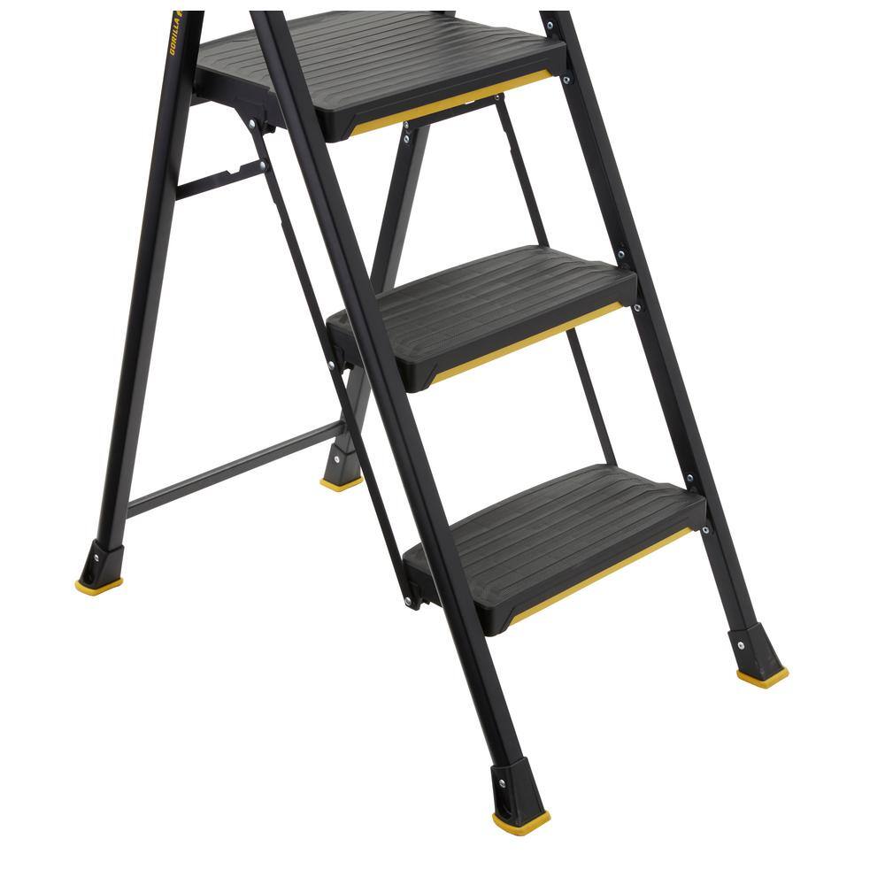 Gorilla Ladders 3-Step Pro-Grade Steel Step Stool Project Ladder 300 lbs. Load Capacity Type IA Duty Rating (9ft. Reach Height) GLHD-3T