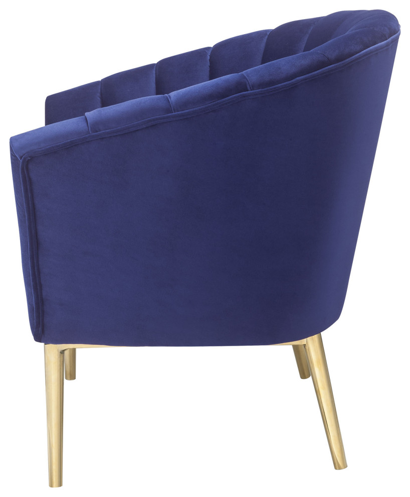 32 quotBlue And Copper Velvet Tufted Barrel Chair   Midcentury   Armchairs And Accent Chairs   by HomeRoots  Houzz