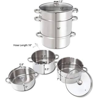 ANGELES HOME 11 qt. Stainless Steel Multi-Lever Fruit Juicer Steamer Stock Pot M46-8KC721