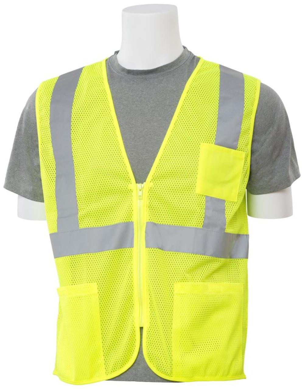 ERB S363P Class 2 Mesh Vest 4 Pockets Hi Viz Lime Medium