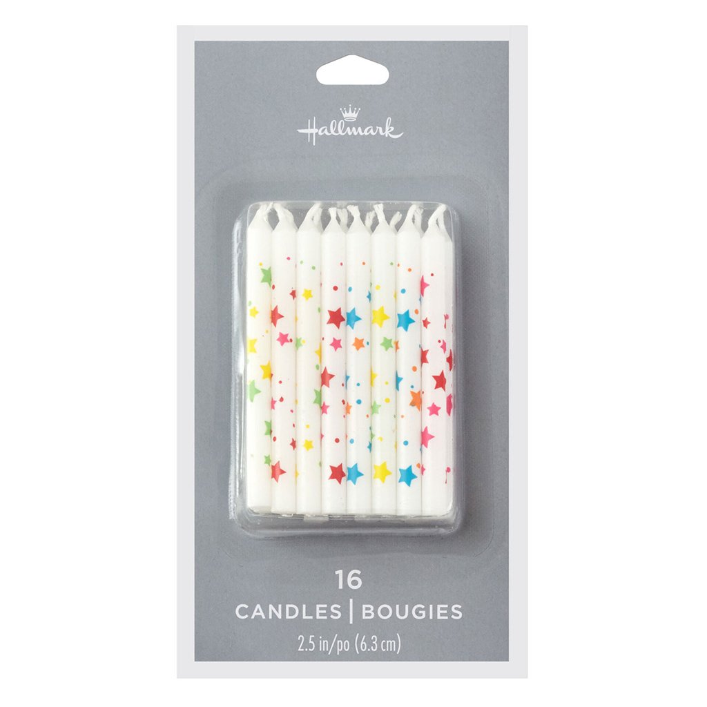 Hallmark  Scattered Stars White Birthday Candles, Set of 16