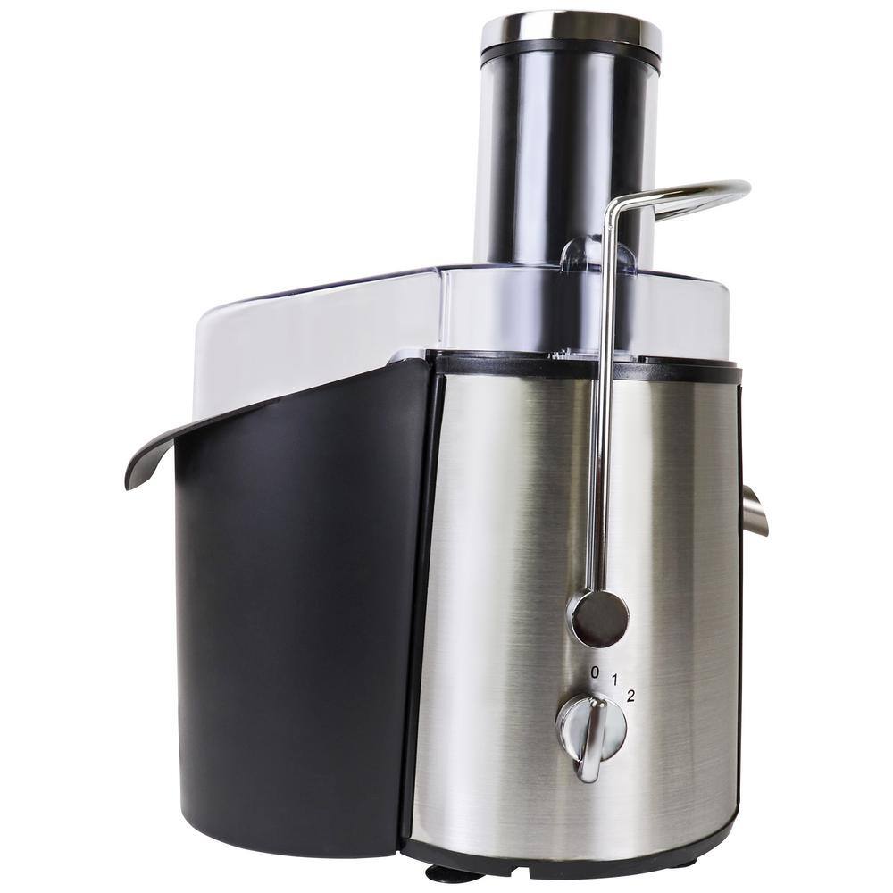 Total Chef Juicin' Juicer Wide Mouth Centrifugal Juice Extractor 700W 2 Speeds Black and Silver KMJ-01