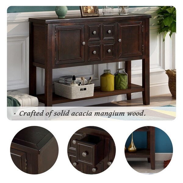 Table buffet sideboard Sofa table with storage drawers， cabinets and bottom shelf