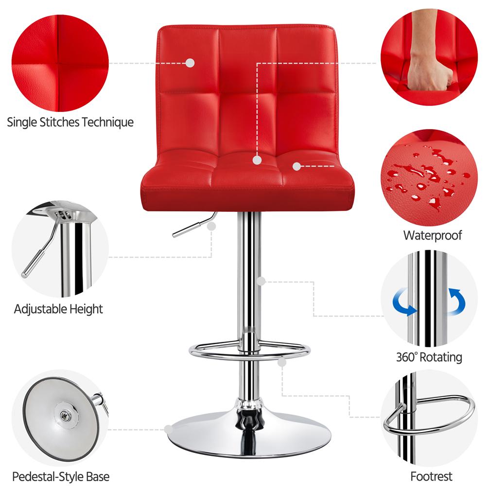 SmileMart 2pcs Adjustable PU Leather Bar Stools for Home Red  Crowdfused