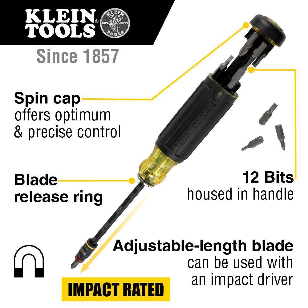 Klein Tools 14-In-1 HVAC Adjustable-Length Screwdriver with Flip Socket 32304