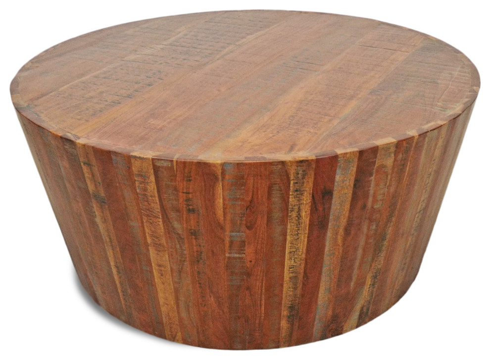 Salvaged Acacia Round Coffee Table   Farmhouse   Coffee Tables   by Design Mix Furniture  Houzz