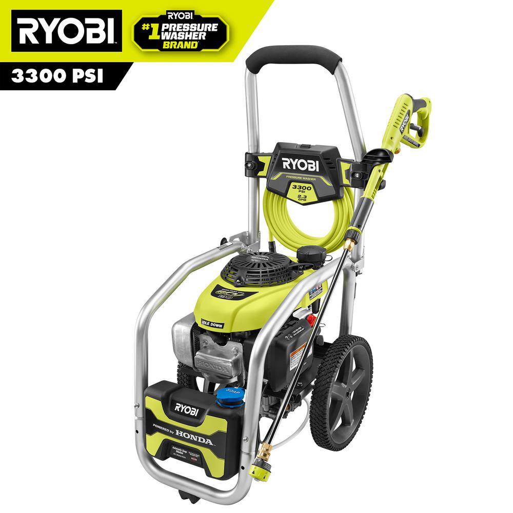 RYOBI 3300 PSI 2.3 GPM Cold Water Gas Pressure Washer with Honda GCV190 Idle Down RY80942