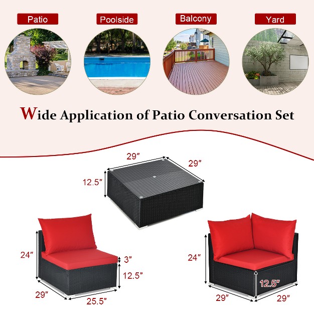 Costway 7pcs Patio Rattan Sofa Set Sectional Conversation Furniture Set Garden