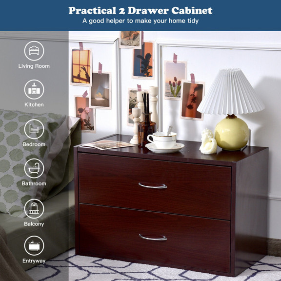 Costway 42679503 2 Drawer Dresser Horiztonal Organ...