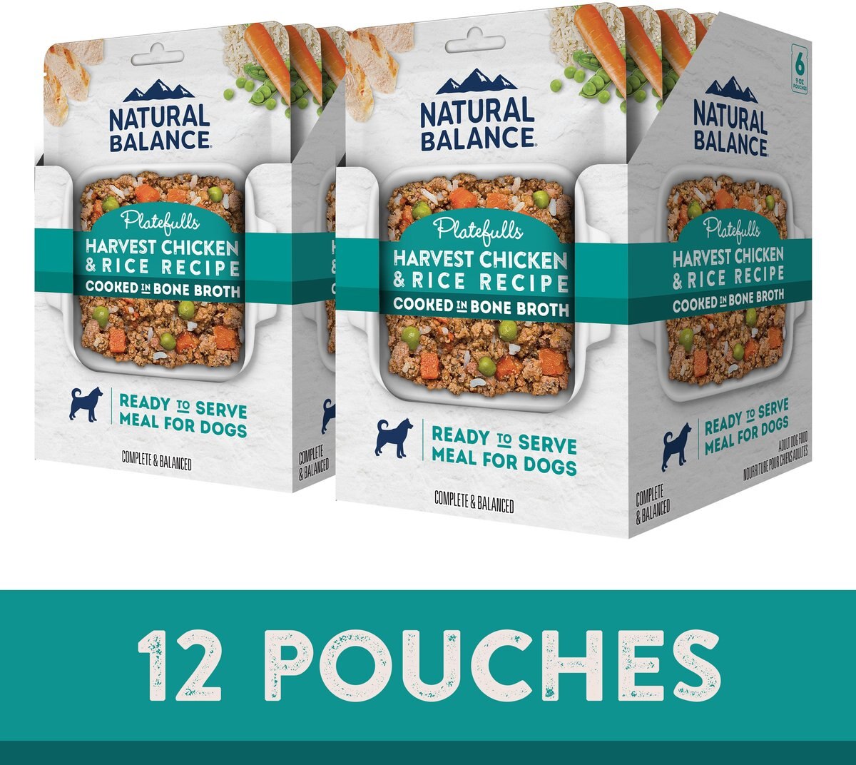 Natural Balance Platefulls Harvest Chicken and Rice Recipe Wet Dog Food， 9-oz pouch， case of 12