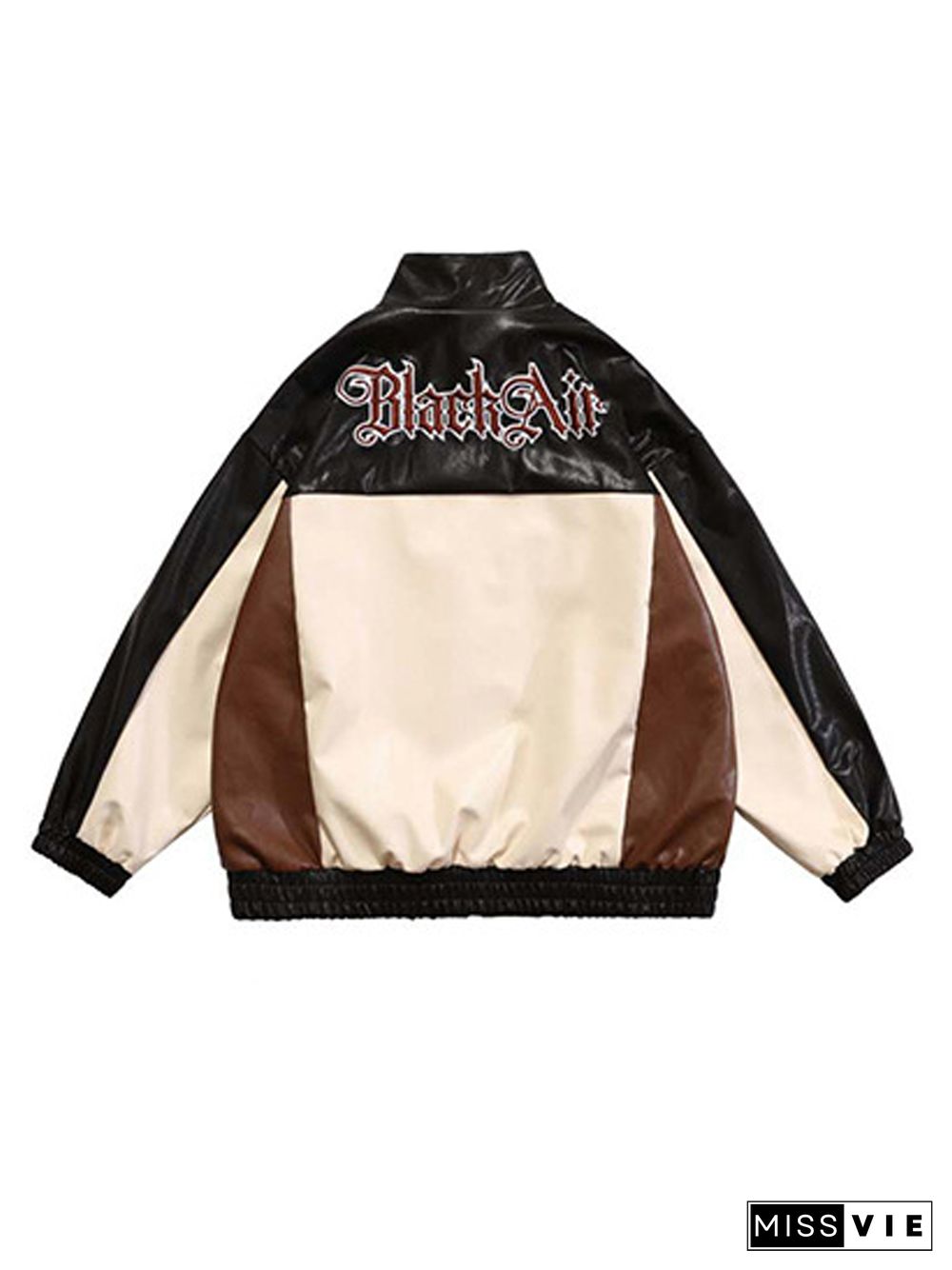 Vintage Patchwork Pu Leather Jacket