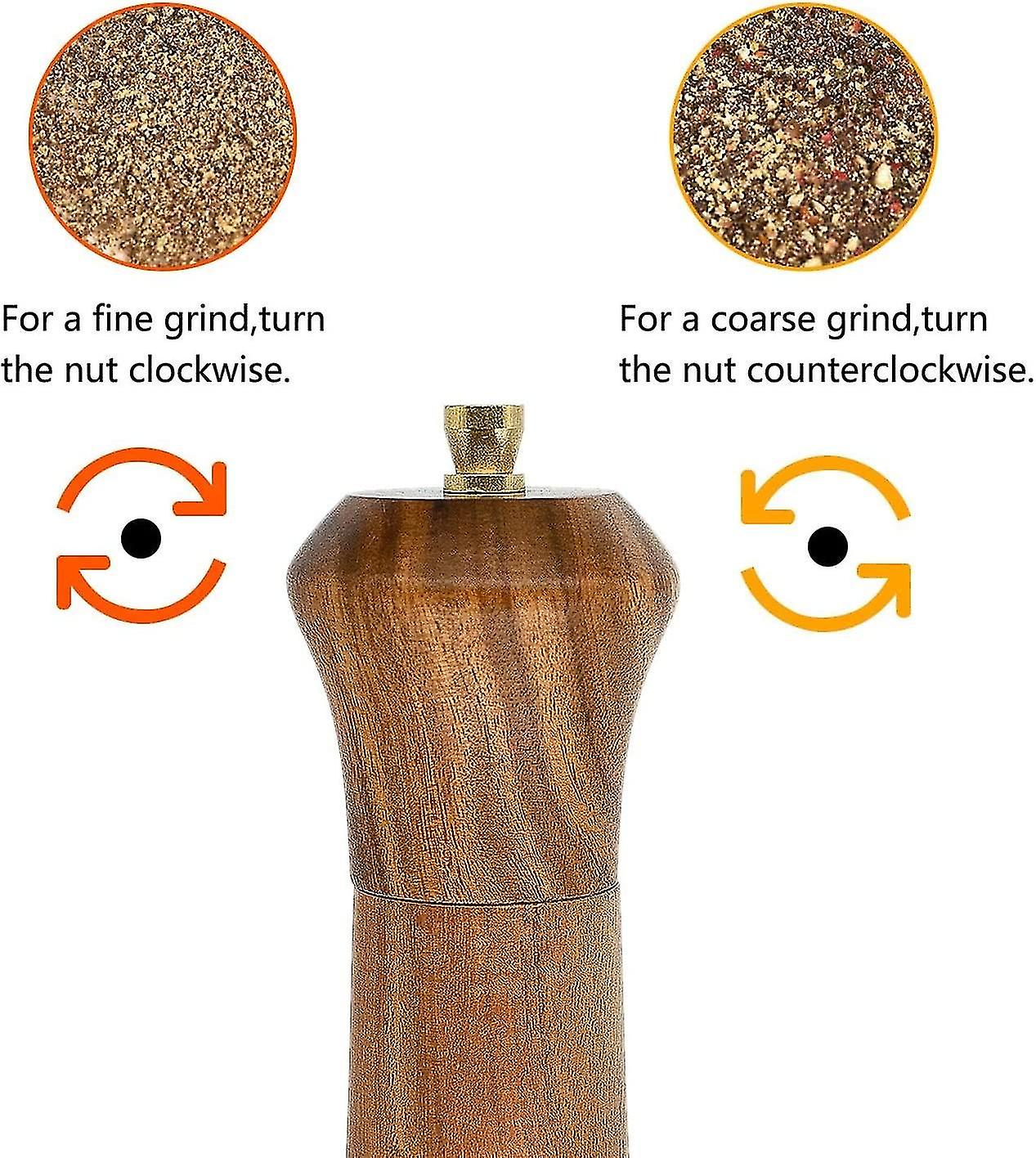 Wooden Salt And Pepper Grinder Set， Acacia Wood Salt And Pepper Grinders Refillable ，pepper Mill