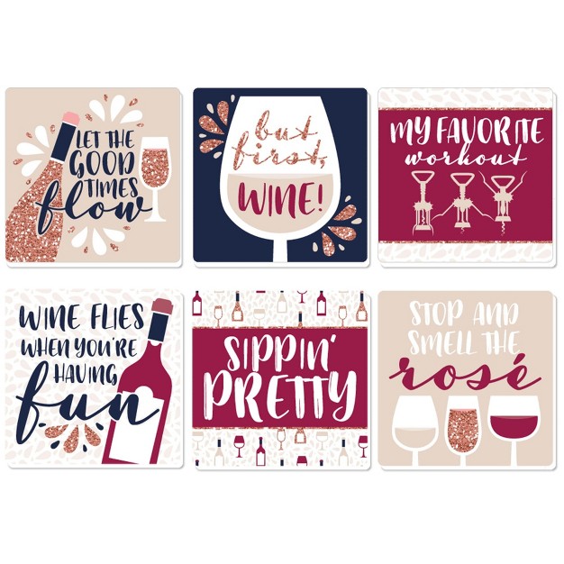 Big Dot Of Happiness But First Wine Funny Wine Tasting Party Decorations Drink Coasters Set Of 6