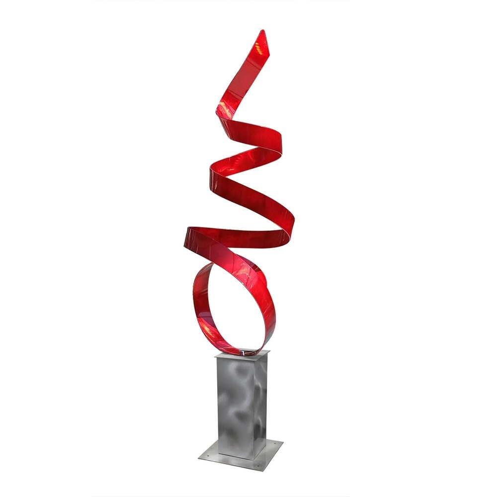 Statements2000 Large Abstract Metal Sculpture Modern Indoor Outdoor Decor by Jon en   Sea Breeze with Silver Base